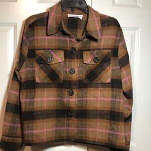 BB Dakota By Steve Madden Women's Button Down Boxy Flannel Shacket Size L